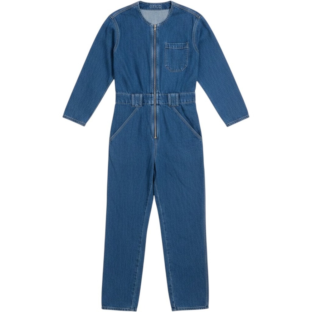 Etica Denim Jumpsuit Women's Blue Long Sleeve Zip Front Boiler Suit Small Wash